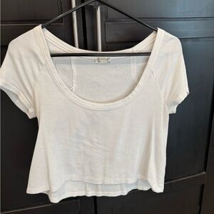 - Free People white baby tee ribbed. Size small